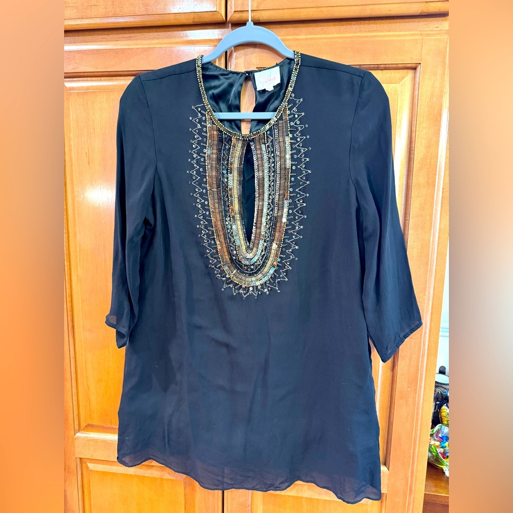 Parker beaded tunic.  Black, size M.